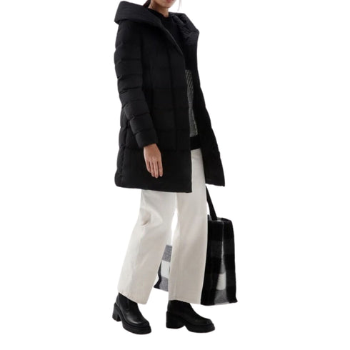 Piumino Donna lungo Puffy Nero Woolrich- Francavilla Moda